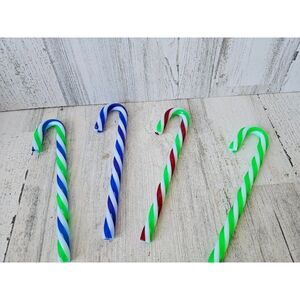 Vintage candy cane ornament Xmas set lot green blue red
